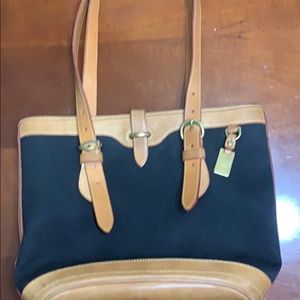 Dooney & Bourke Canvas Black and Tan Leather Purse